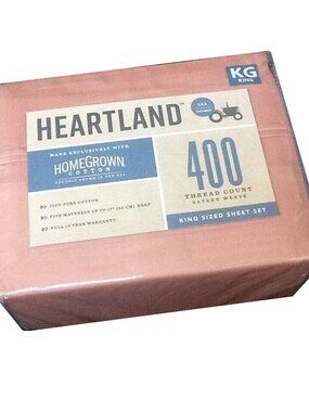 new Heartland Solid 400 TC 100% Cotton Sateen KING Sheet Set in PEACH color